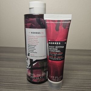 Korres Bundle Japanese Rose Showergel (8.45oz) + Body Butter (1.69oz) New